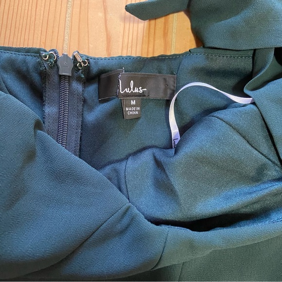 NWOT Lulus Sophisticated Charisma Dark Teal Tie-Strap A-Line Midi Dress - Picture 12 of 13